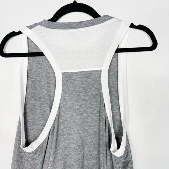 Athleta Small S Heather Gray White Colorblock Racerback Tank Top Crew Neck - Picture 5 of 7